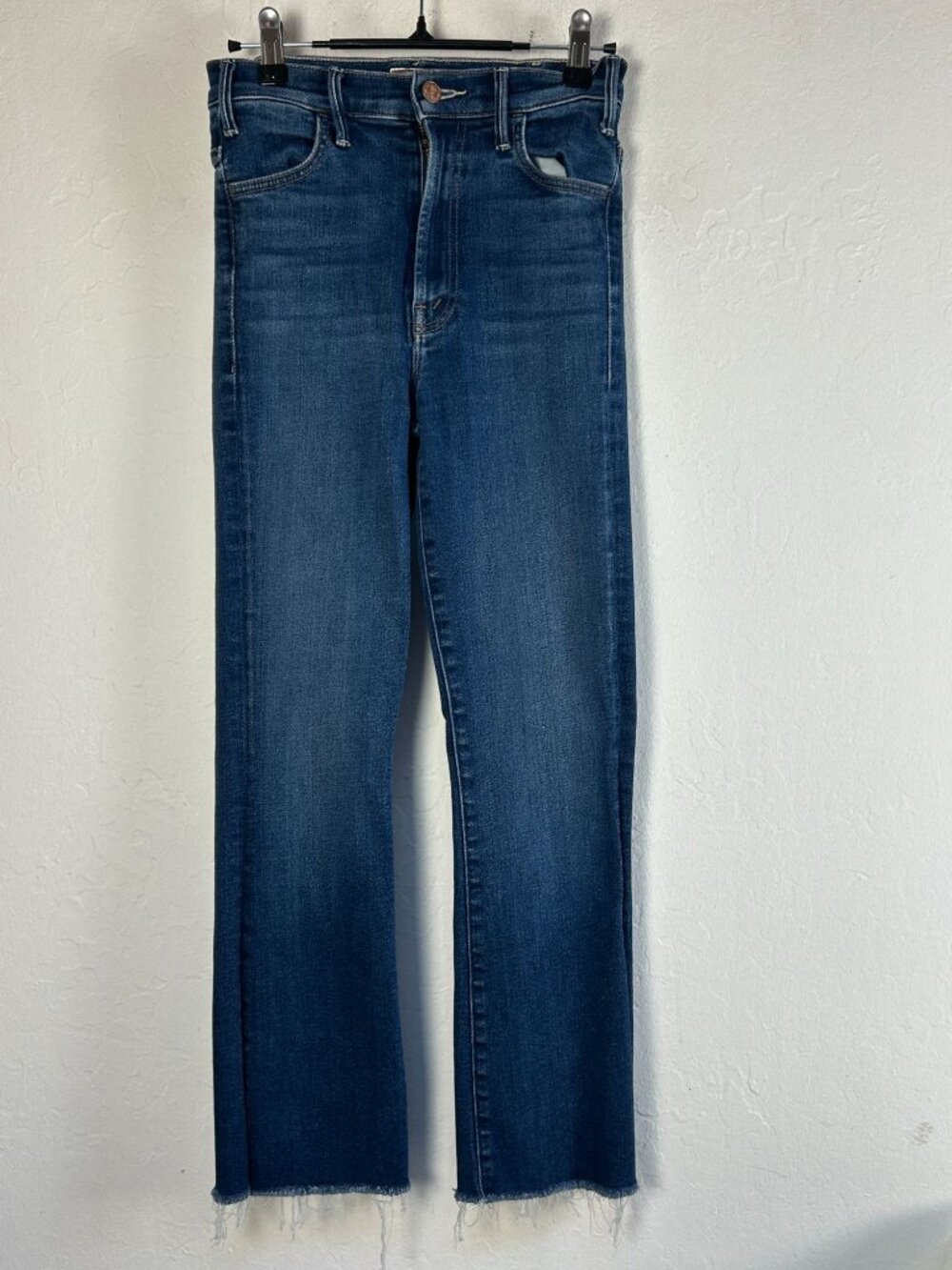 Mother Womens The Hustler Ankle Fray Jeans Size 25 Medium Wash Mid-Rise Stretch
